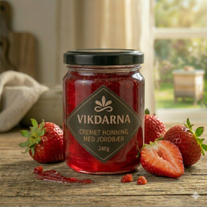 Cremet honning med jordbær
