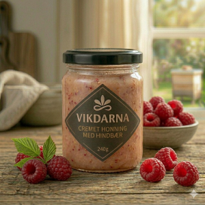 Cremet honning med hindbær